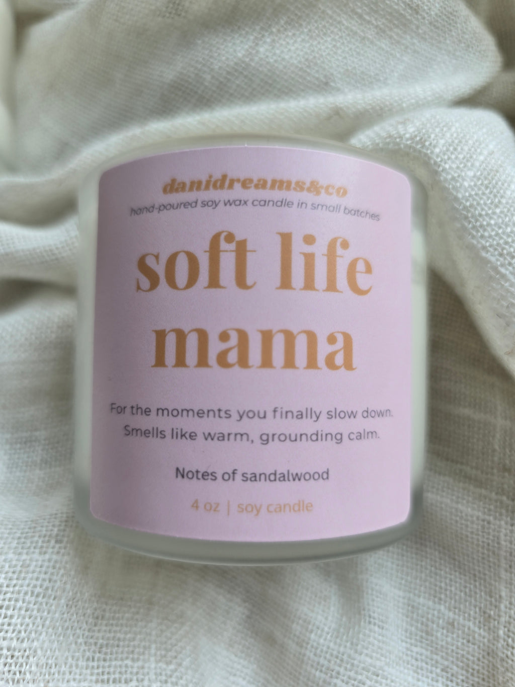 Soft Life Mama Candle – Sandalwood Scent (4 oz Soy Candle)