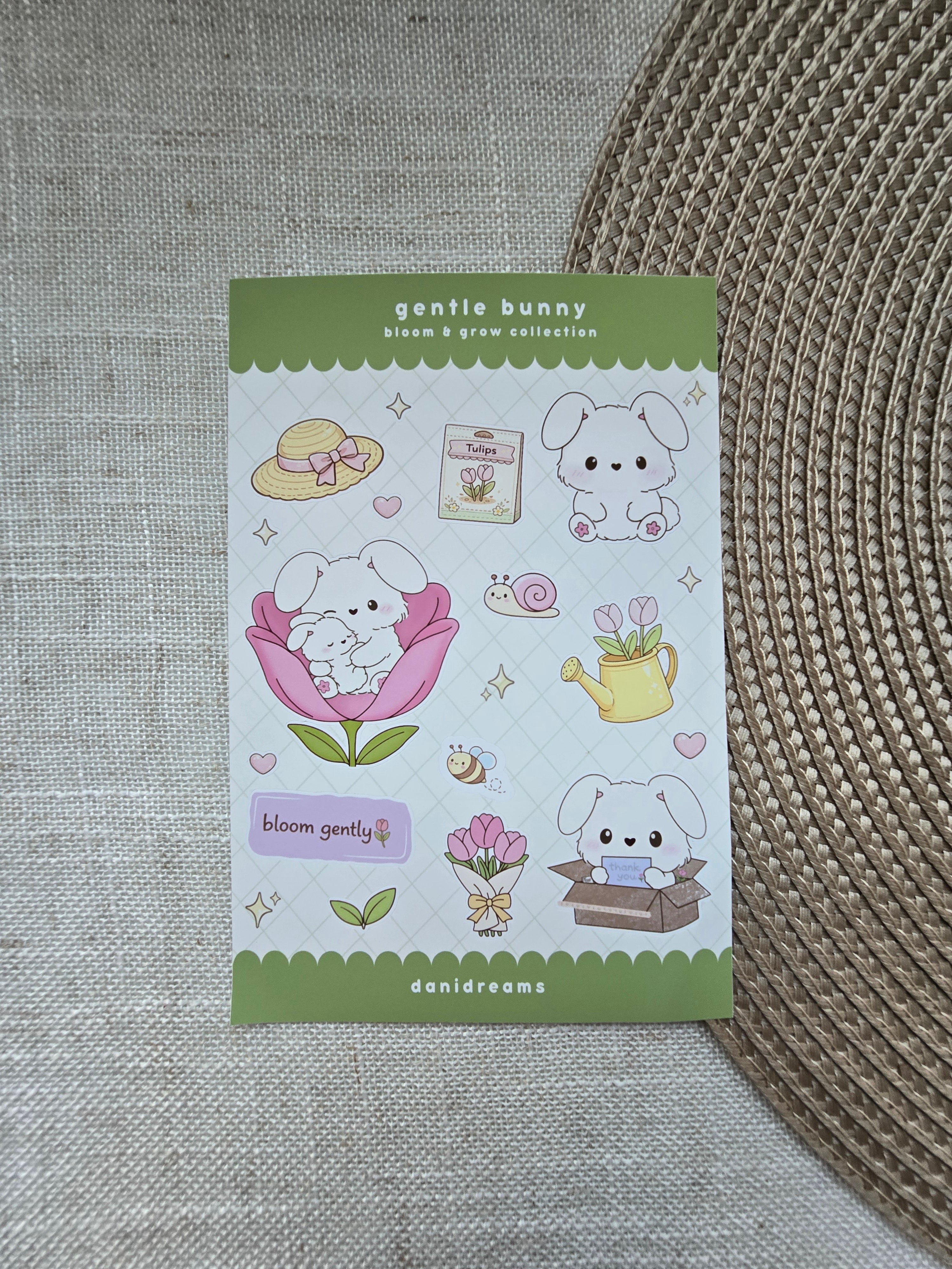 Gentle Bunny Bloom Sticker Sheet