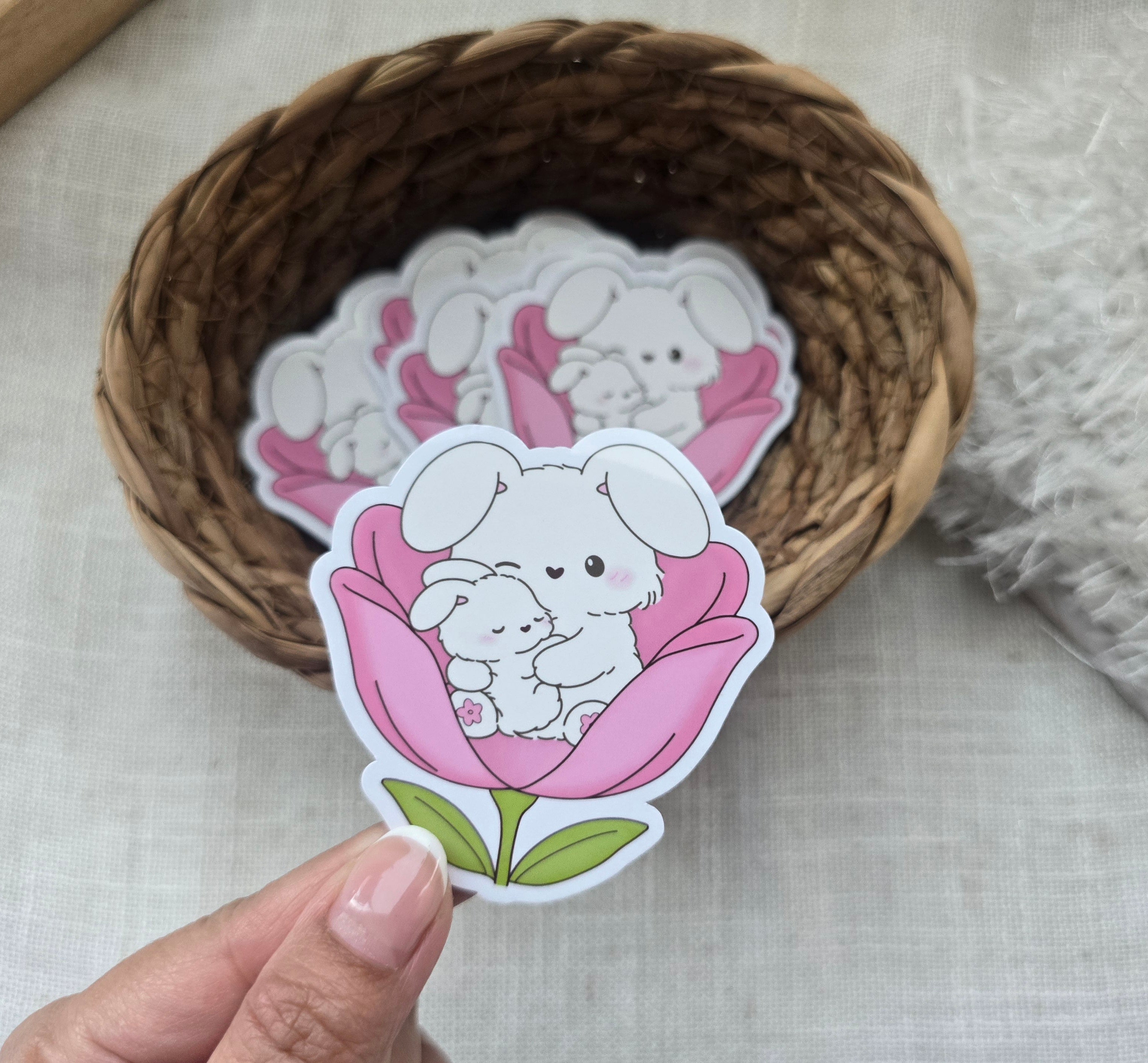 Gentle Bunny Bloom Sticker