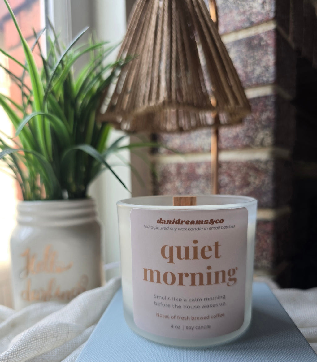 Quiet Morning Candle – Fresh Brewed Coffee Scent (4 oz Soy Candle)