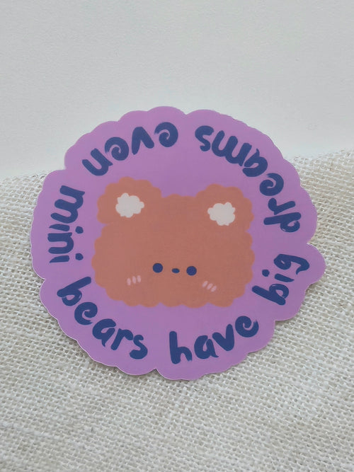 Bears Have Big Dreams — Purple Scalloped Die-Cut Vinyl Sticker